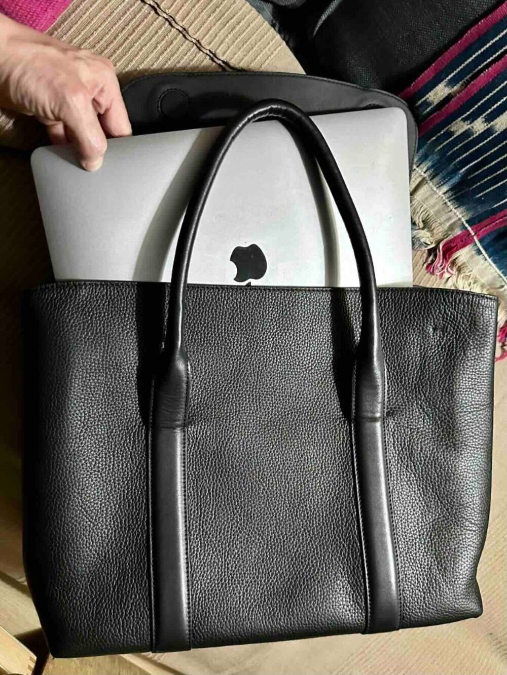 NWOT CUYANA Trapeze Leather Satchel Crossbody Travel Black Pebble Laptop ToteBag